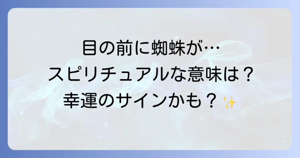 蜘蛛が目の前に降りてきたスピリチュアルな意味とは？幸運のサインとメッセージを徹底解説