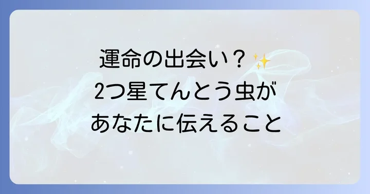 2つ星てんとう虫を見つけたら実践したいこと
