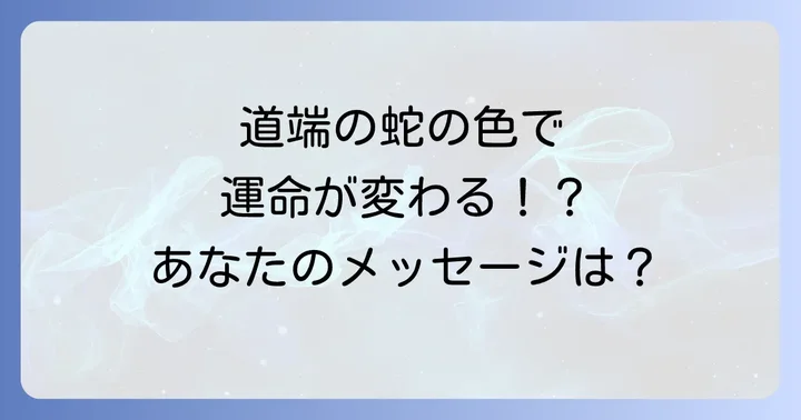 【色別】道端の蛇が示すスピリチュアルな意味