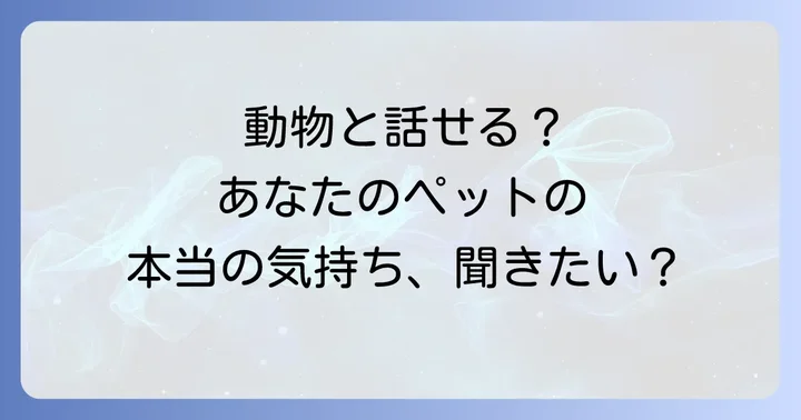 誰もが持つ可能性！動物と話せるスピリチュアル能力の目覚め方