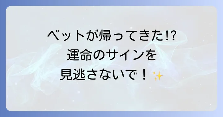 愛するペットとの再会を予感させるスピリチュアルなサイン
