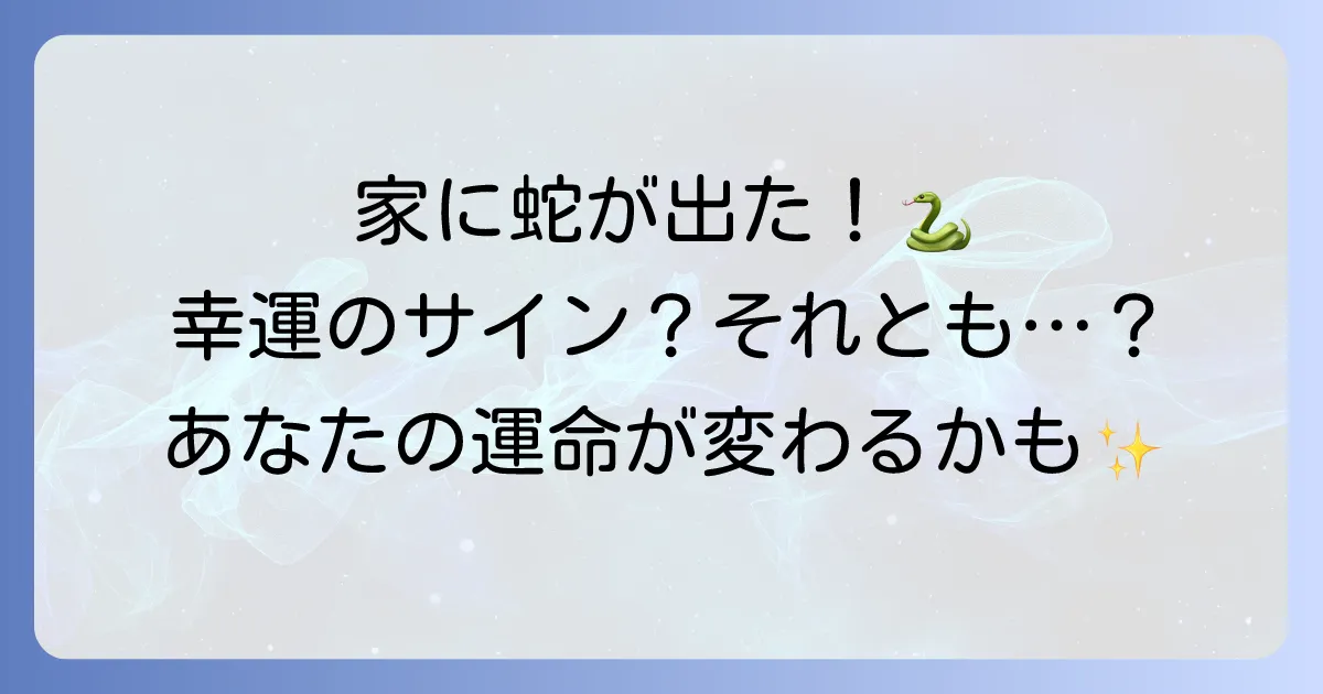 家に蛇が出たスピリチュアルな意味とは?幸運の兆しから注意点まで徹底解説