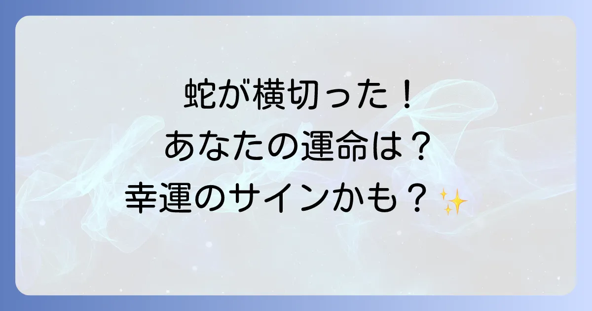蛇が前を横切るスピリチュアルな意味を徹底解説!幸運の兆しと警告のメッセージ