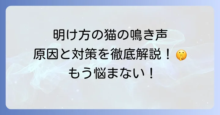 猫の明け方うるさい鳴き声、その主な理由とは？