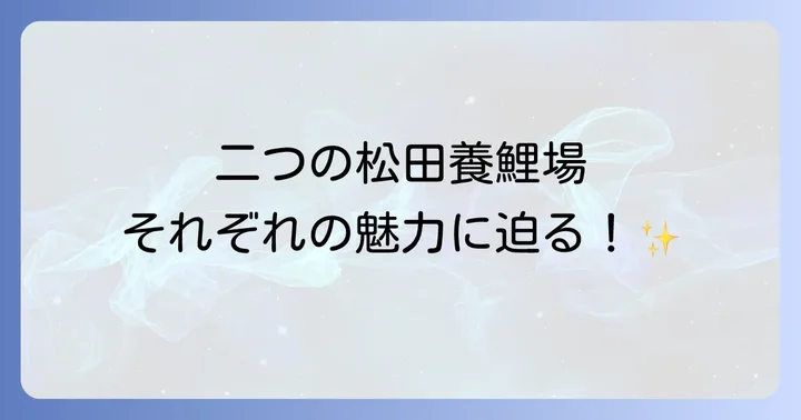 松田錦鯉とは?二つの養鯉場の歴史と特徴