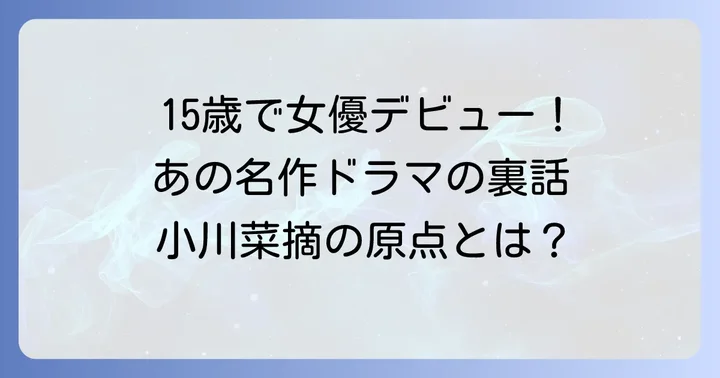 小川菜摘さんの「ゆうひが丘の総理大臣」を巡る最近の活動
