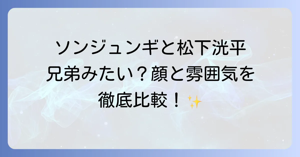 ソンジュンギと松下洸平は似てる?顔立ちや雰囲気、共通点を徹底比較!