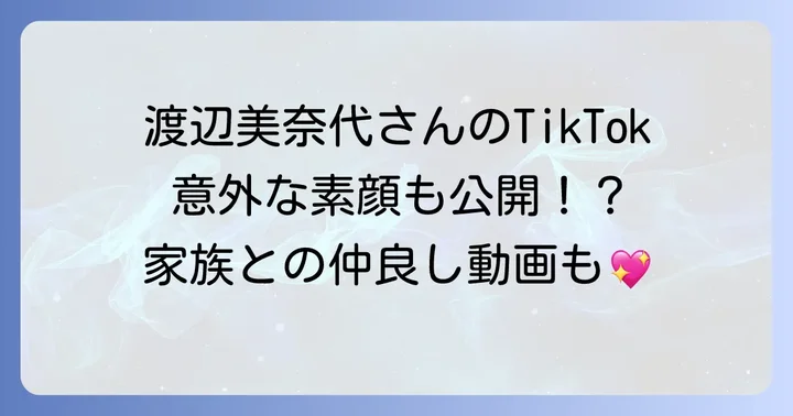 渡辺美奈代さんのTikTok以外のSNS活動