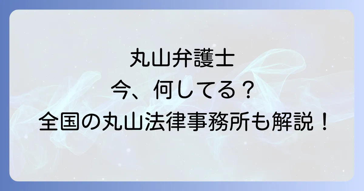 丸山弁護士の現在を徹底解説!丸山和也氏の活動から全国の丸山法律事務所まで