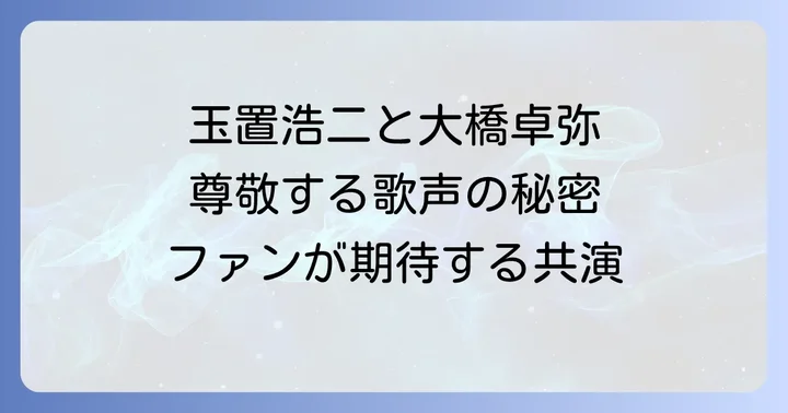 大橋卓弥が語る玉置浩二からの影響とリスペクト