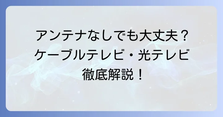 アンテナ設置が難しい場合の選択肢:ケーブルテレビと光テレビ