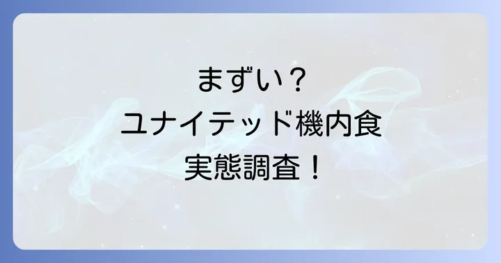 ユナイテッド航空機内食の評判は？本当にまずいのか実態を調査