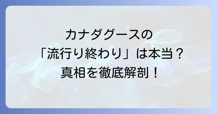カナダグース「流行り終わり」の噂は本当か？現在の立ち位置を分析