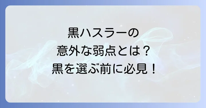 新型ハスラー黒を選ぶ前に知っておきたいこと