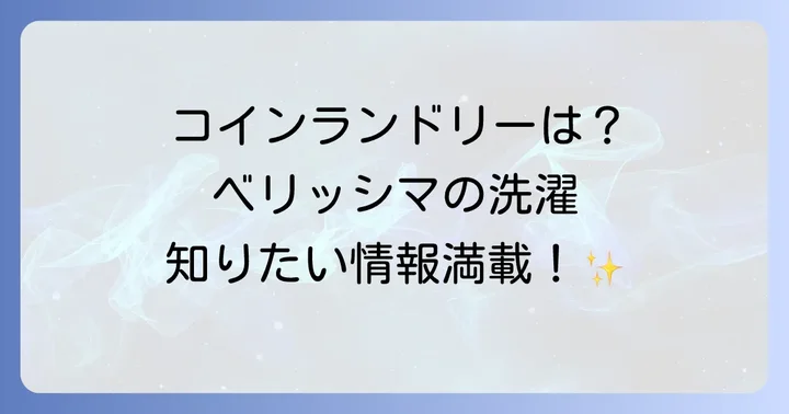 MSCベリッシマにコインランドリーはある?結論と代替手段