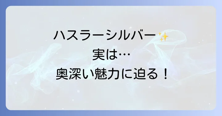 ハスラーシルバーが持つ唯一無二のかっこよさとは