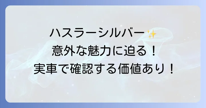 ハスラーシルバー購入で後悔しないためのポイント
