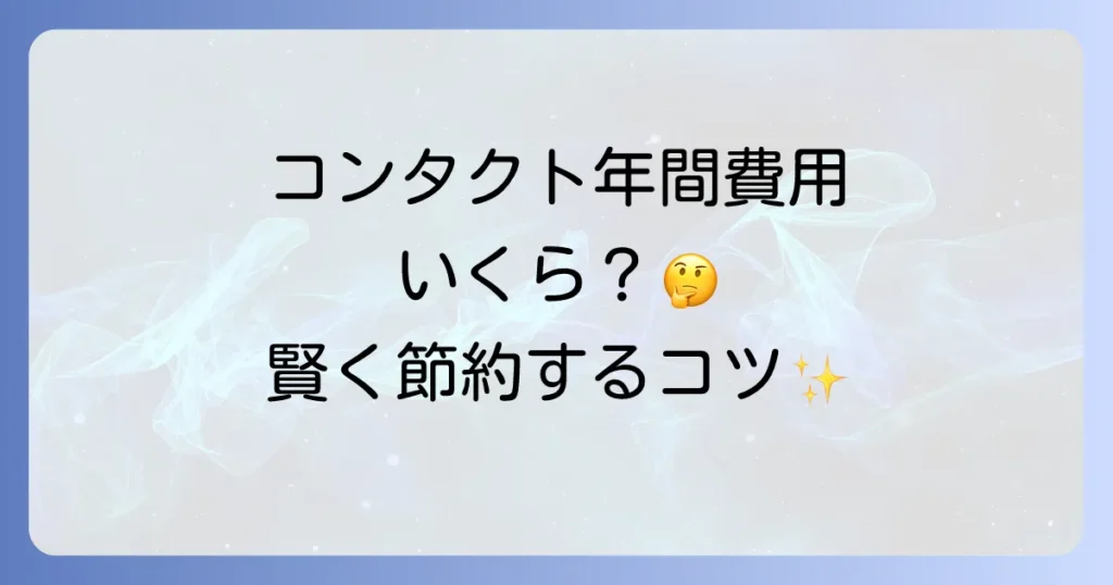 コンタクトの年間費用を徹底解説！種類別の比較と安く抑えるコツ