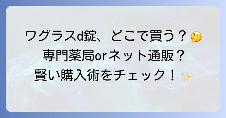 ワグラスd錠の主な購入場所は「専門薬局」と「ネット通販」