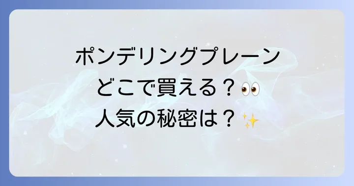 ポンデリングプレーンの人気の秘密と魅力