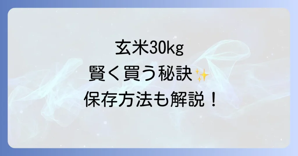 玄米30kgはどこで売ってる？お得な購入先と失敗しない選び方・保存方法を徹底解説！