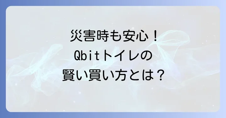 Qbitいつでも簡単トイレの購入前に確認すべきポイント
