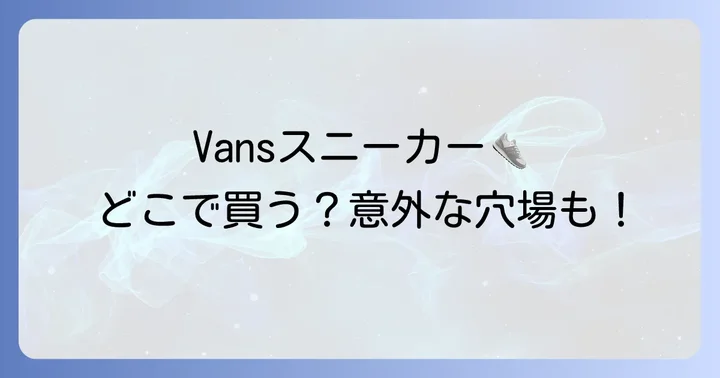 Vansスニーカー購入時の重要ポイント