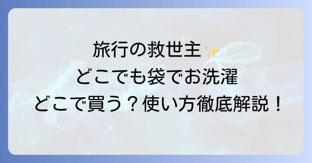 どこでも袋でお洗濯はどこで売ってる？購入先から使い方まで徹底解説！