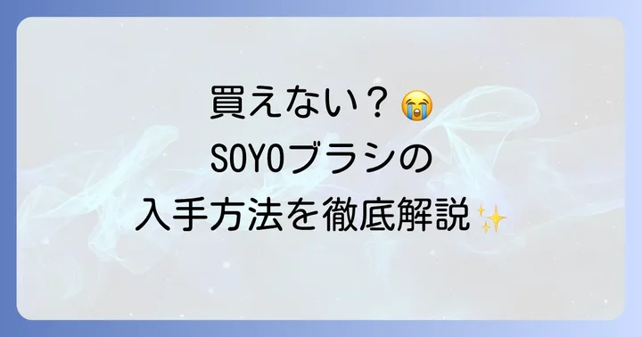 SOYOブラシが「買えない」「売ってない」と言われる理由