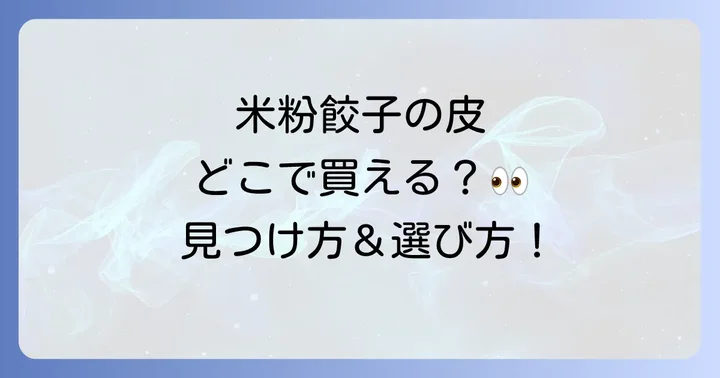 おすすめの米粉餃子の皮メーカーと商品