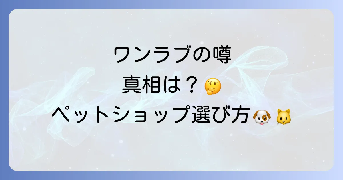 ワンラブの反社の噂は本当？真相と安心して利用できるペットショップの選び方