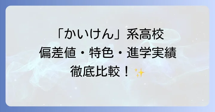 各「かいけん」系高校の教育方針と特色