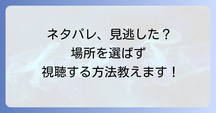 ネタパレの魅力と番組概要