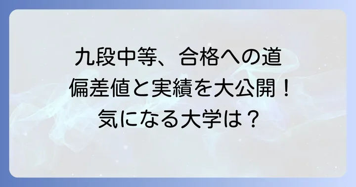 千代田区立九段中等教育学校の大学合格実績