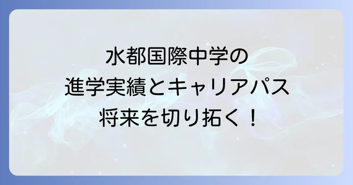 水都国際中学の進学実績と卒業後のキャリアパス