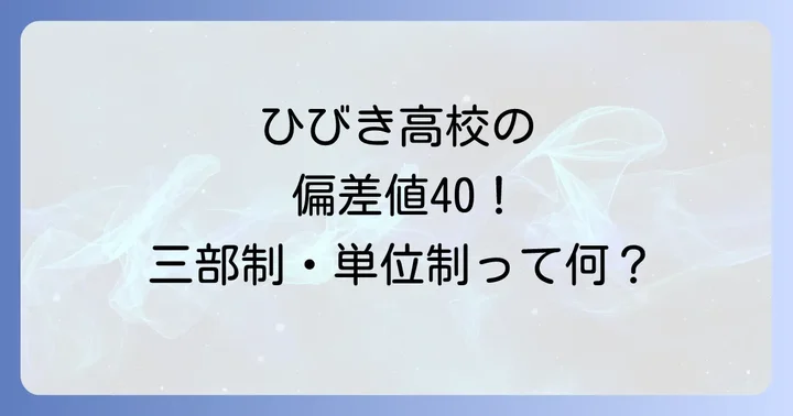 ひびき高校の大きな特色！三部制・単位制とは