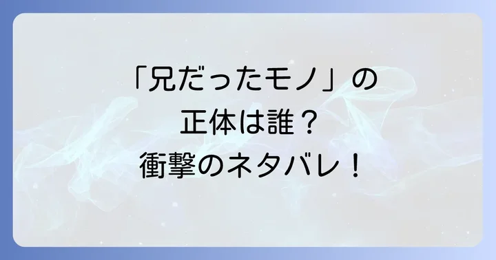 核心に迫る！「兄だったモノ」のネタバレと正体