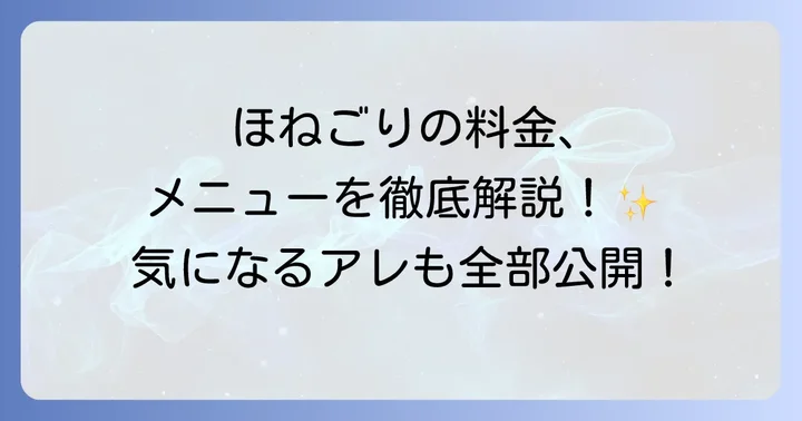 ほねごりの料金体系と施術メニュー