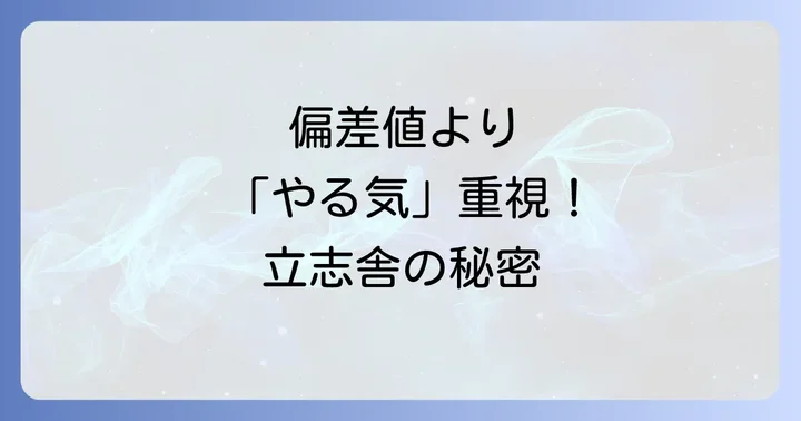 立志舎高校に「偏差値」がない理由とは？