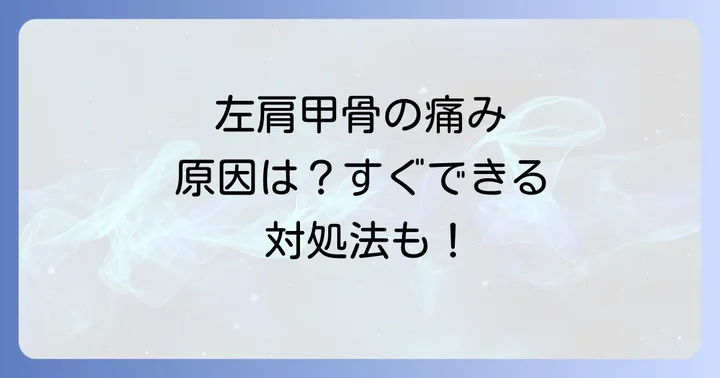 左肩甲骨の痛みを予防するための生活習慣のコツ