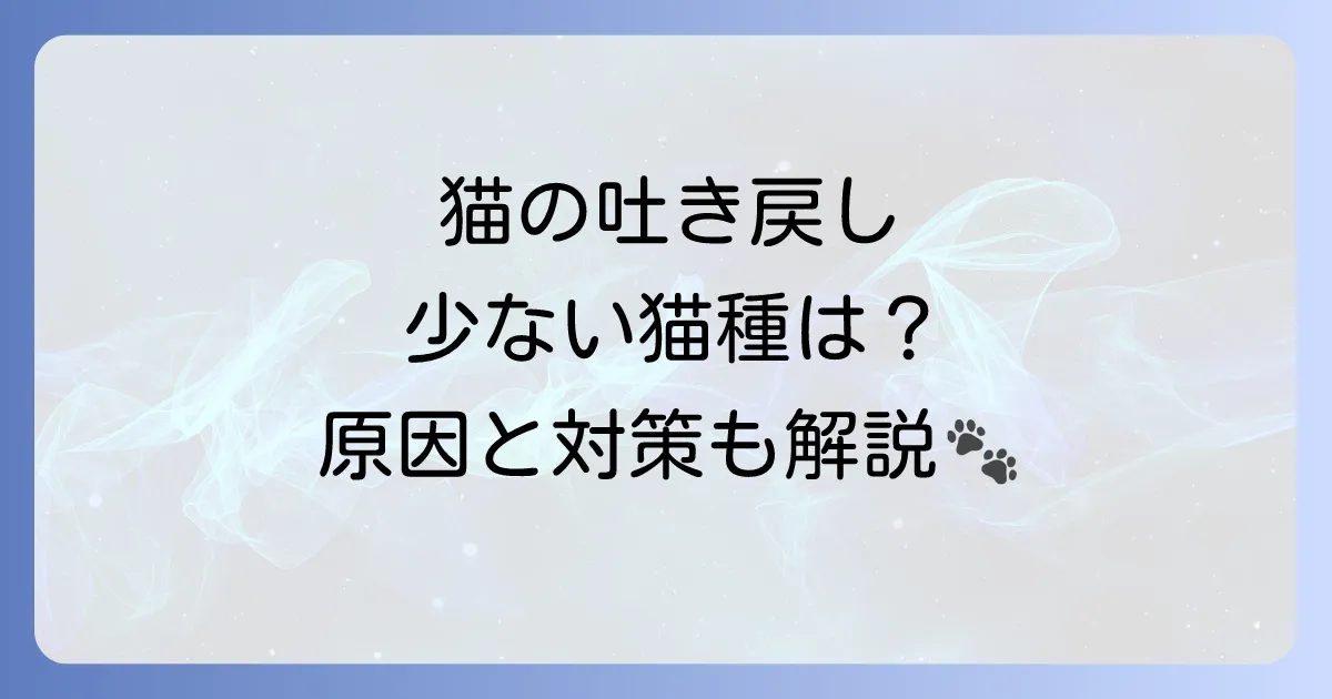 猫が吐かない種類はいる?吐き戻しが少ない猫種と対策を徹底解説