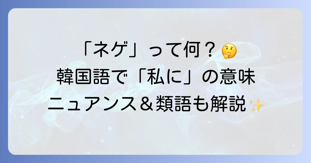 韓国語のネゲの意味と使い方を徹底解説!ニュアンスや類語との違いも