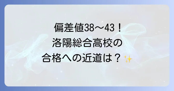洛陽総合高校の入試情報と合格への道