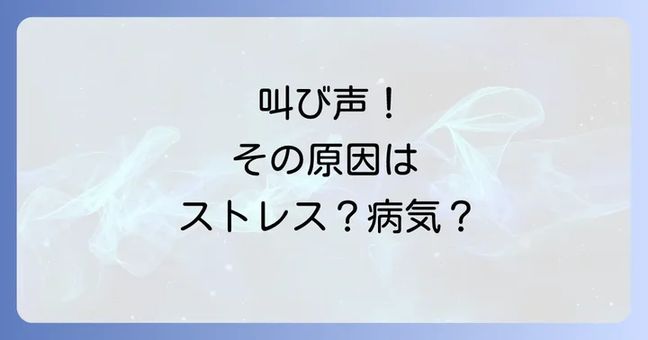 大人が寝言で叫ぶのはなぜ？その主な原因とは