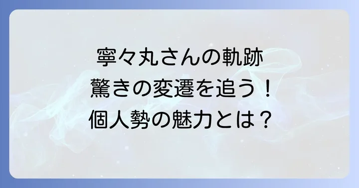 寧々丸のこれまでの所属と活動の軌跡