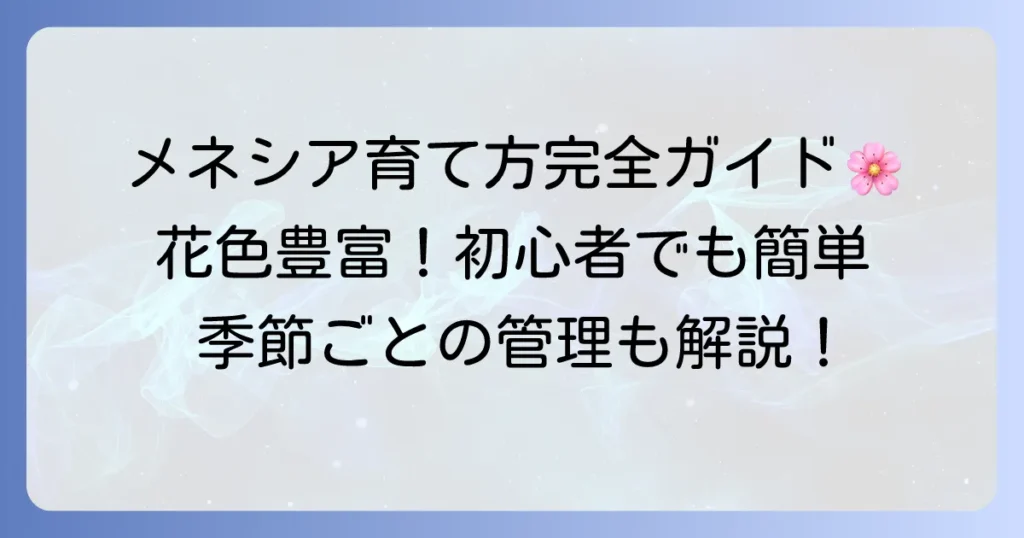 メネシアの育て方｜花をたくさん咲かせるコツと季節ごとの管理方法
