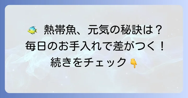 アクアエフ熱帯魚を健康に育てる日々のコツ