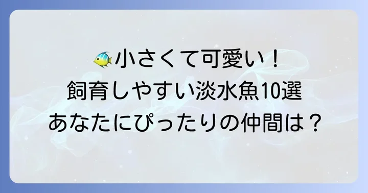 初心者におすすめ!小さい水槽で飼える淡水魚10選