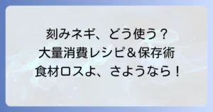 刻みネギを大量消費するレシピ！使い切りと保存のコツで食卓を豊かに