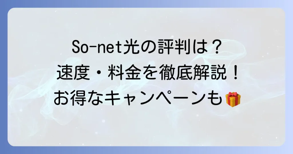 So-net光の評判は？速度や料金、キャンペーンからメリット・デメリットまで徹底解説